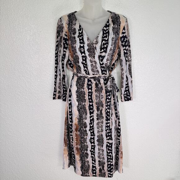 Diane Von Furstenberg Dresses & Skirts - Diane Von Furstenberg Wrap Dress Womens 14 Silk Snakeskin Print New Julian Two